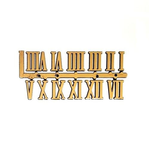 Números romanos dorados adhesivos de 15 mm.