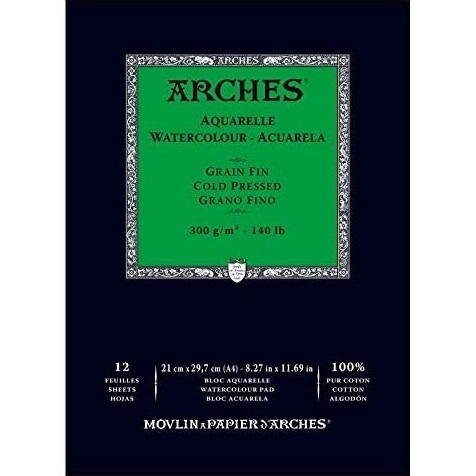 Bloc acuarela Arches 21x29,7cm 12h 300g Fi