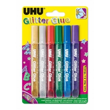 Pegamento Glitter UHU 6 unidades
