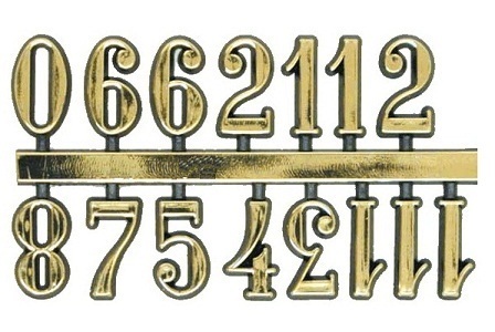 Números árabes dorados adhesivos de 11 mm