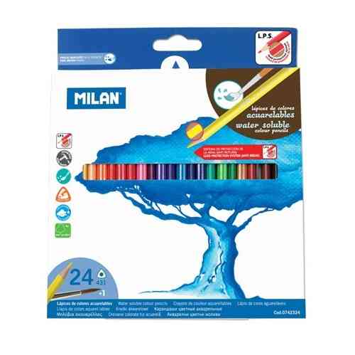 Caja 24 lápices de colores acuarelables + pincel
