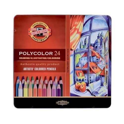 Caja metálica 24 lápices Polycolor 3824