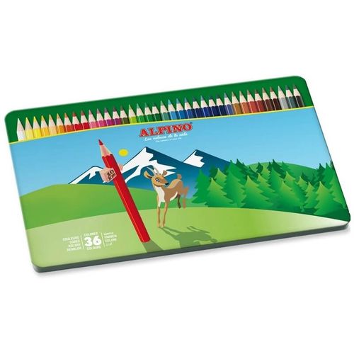 Caja metálica 36 lápices color Alpino