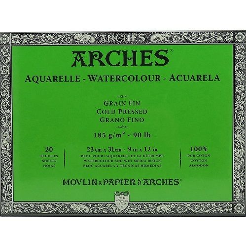 Bloc acuarela Arches 23x31cm 20h 185g Fino