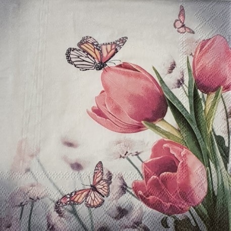 Servilleta M156 "Butterfly & Tulips"