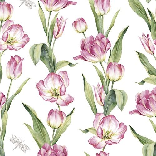 Servilleta D28 "Chaines de Tulipes Pink"