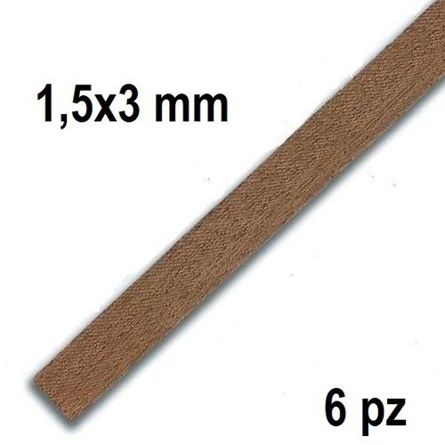 Listón madera de Nogal 100cm (1,5x3mm) 6pz