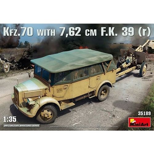 Camión Miniart Kfz.70 + 7,62 cm F.K. 39 r