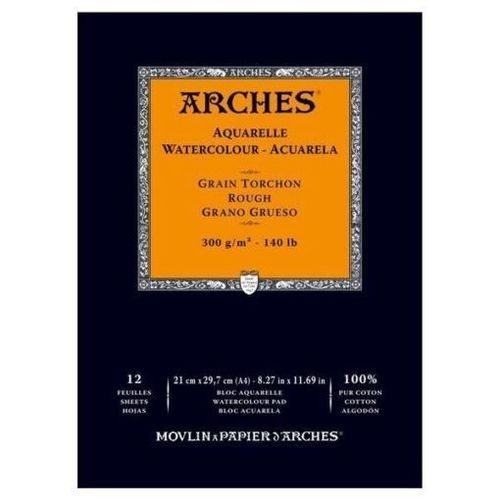 Bloc acuarela Arches 21x29,7cm 12h 300g Gru