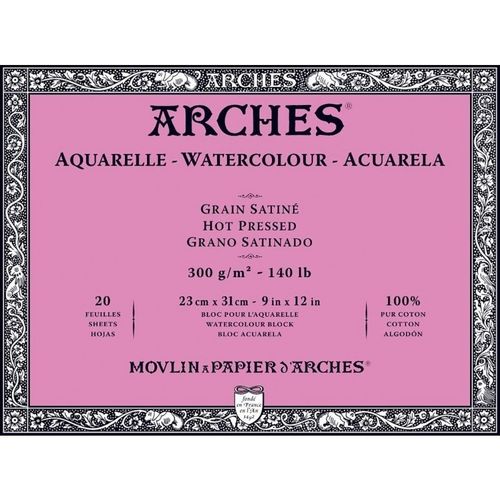 Bloc acuarela Arches 23x31cm 20h 300g Satin