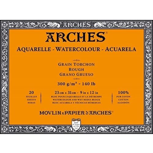 Bloc acuarela Arches 23x31cm 20h 300g Gru