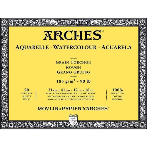 Bloc acuarela Arches 31x41cm 20h 185g Gru