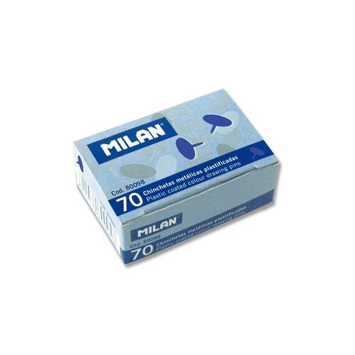 Caja 70 chinchetas metálicas azules Milan